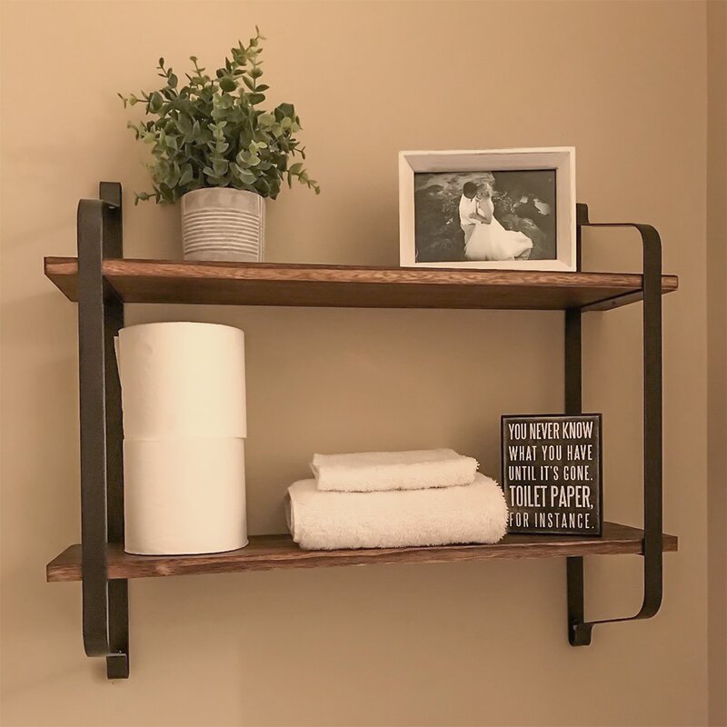 Heinen 2 Piece Pine Floating Shelf with Live Edge Sturdy Collection