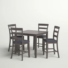 Heiss 4 Person Counter Height Dining Set Made from Solid and Engineered Wood