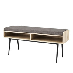 Birch 44" Modern Bench With Front Storage And Cushion Two Horizontal Open Cubbies Are An Accessible Spot To Keep Hats