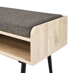 Birch 44" Modern Bench With Front Storage And Cushion Two Horizontal Open Cubbies Are An Accessible Spot To Keep Hats