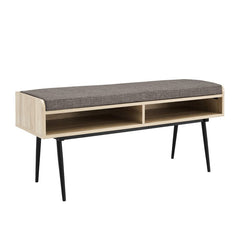 Birch 44" Modern Bench With Front Storage And Cushion Two Horizontal Open Cubbies Are An Accessible Spot To Keep Hats
