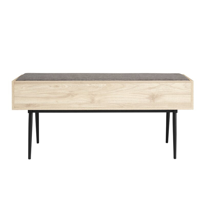 Birch 44" Modern Bench With Front Storage And Cushion Two Horizontal Open Cubbies Are An Accessible Spot To Keep Hats