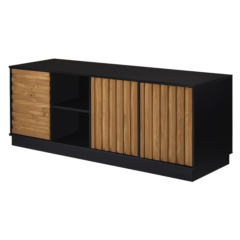 Caramel Black Heitzman Solid Wood TV Stand for TVs up to 85"