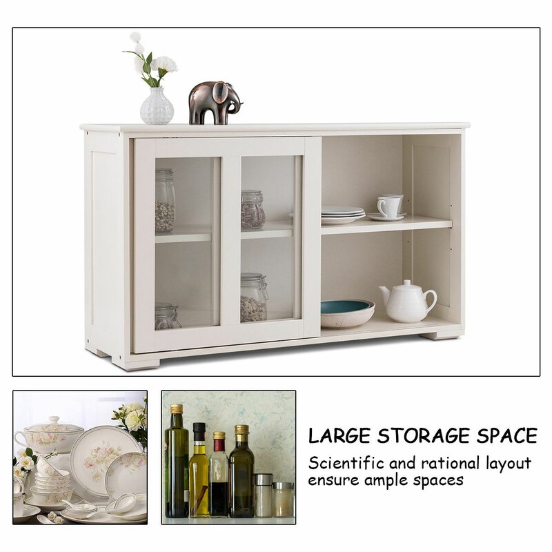 Cream Heller 42'' Wide Server  Simple Storage Space
