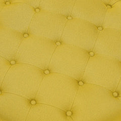 Yellow Linen Blend Helmfirth 30'' Wide Ottoman Defined by a Tufted Top and Silver