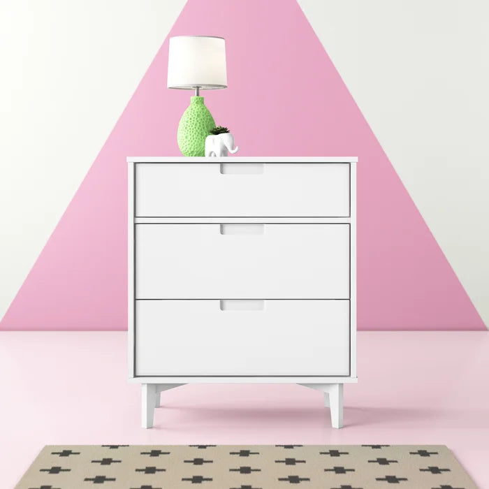 Helmick 3 Drawer 29'' W Solid Wood Chest Mid-Century Modern Style