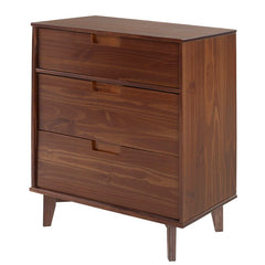 Walnut 3 Drawer 30'' W Solid Wood Chest Achieve Boho Vibes in your Bedroom or Guest Room with this Mid-Century Modern Dresser