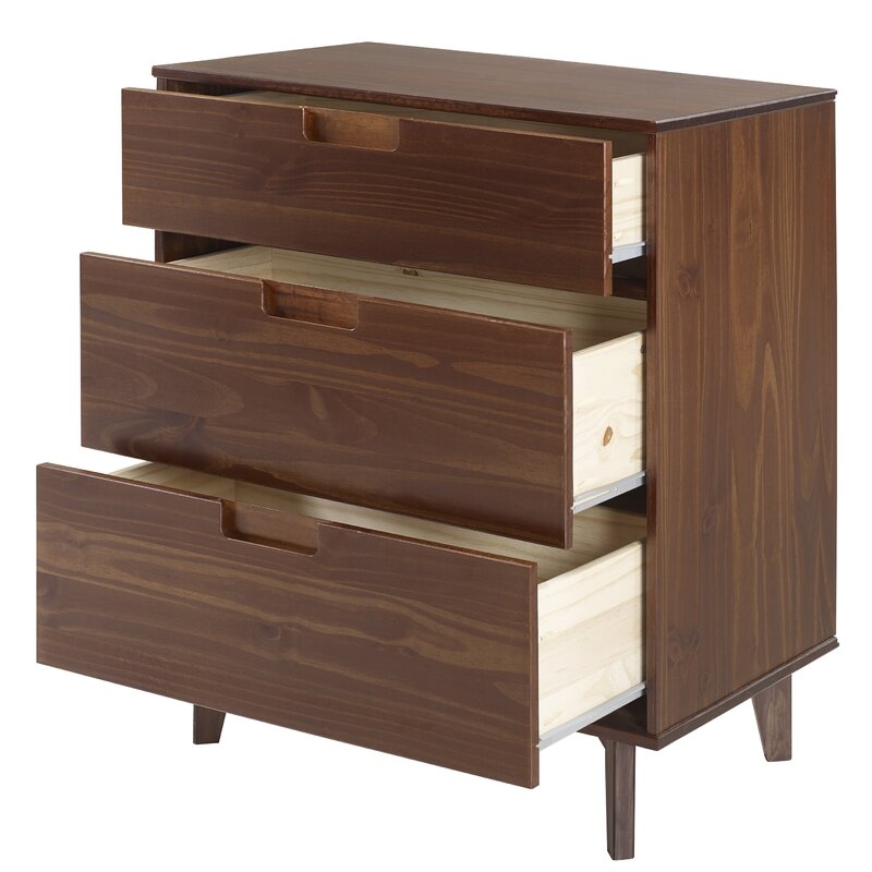 Walnut 3 Drawer 30'' W Solid Wood Chest Achieve Boho Vibes in your Bedroom or Guest Room with this Mid-Century Modern Dresser