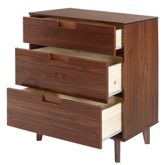 Walnut 3 Drawer 30'' W Solid Wood Chest Achieve Boho Vibes in your Bedroom or Guest Room with this Mid-Century Modern Dresser