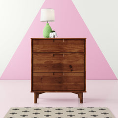 Walnut 3 Drawer 30'' W Solid Wood Chest Achieve Boho Vibes in your Bedroom or Guest Room with this Mid-Century Modern Dresser