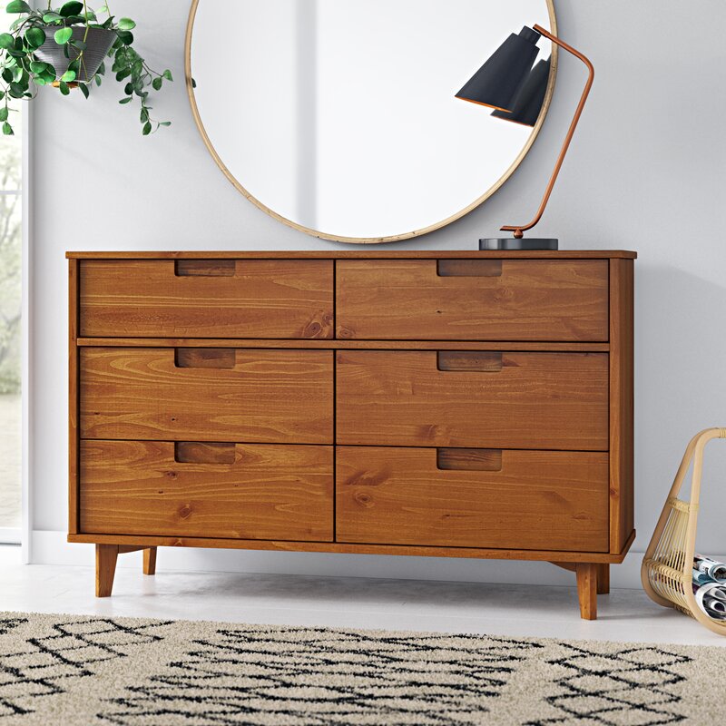Caramel 6 Drawer 52'' W Double Dresser Can Be Used As A Dresser for your Bedroom or Storage Console for A Guest Room