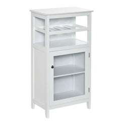 White Helsley Bar with Wine Storage Adjustable Shelves Perfect Organize