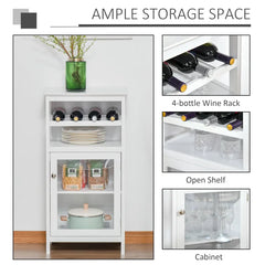 White Helsley Bar with Wine Storage Adjustable Shelves Perfect Organize