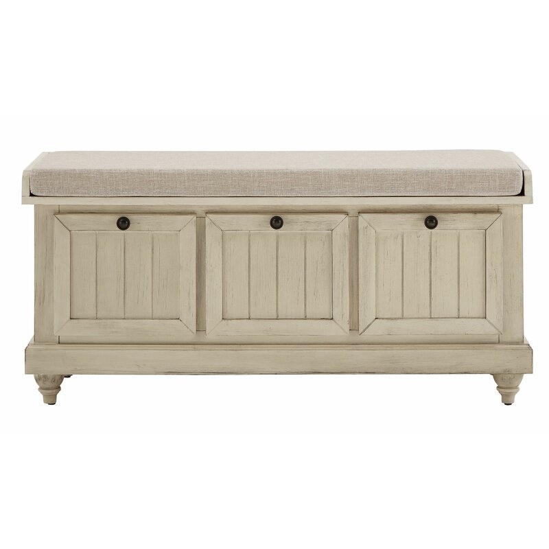 Antique White Hemmer Flip Top Storage Bench Sitting and Storage Area