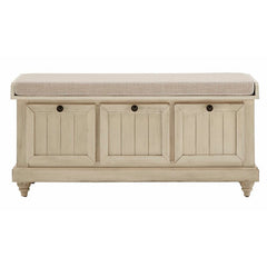 Antique White Hemmer Flip Top Storage Bench Sitting and Storage Area