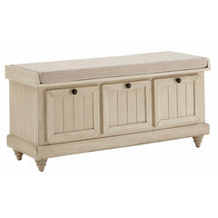 Antique White Hemmer Flip Top Storage Bench Sitting and Storage Area