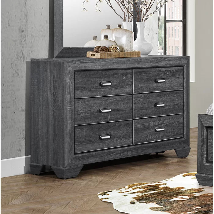 Brown Henry 6 Drawer 59'' W Double Dresser Contemporary Style