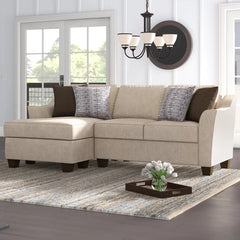 Taupe Chenille Henslee 83" Wide Reversible Sofa & Chaise Transitional Design