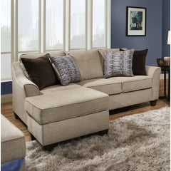 Taupe Chenille Henslee 83" Wide Reversible Sofa & Chaise Transitional Design