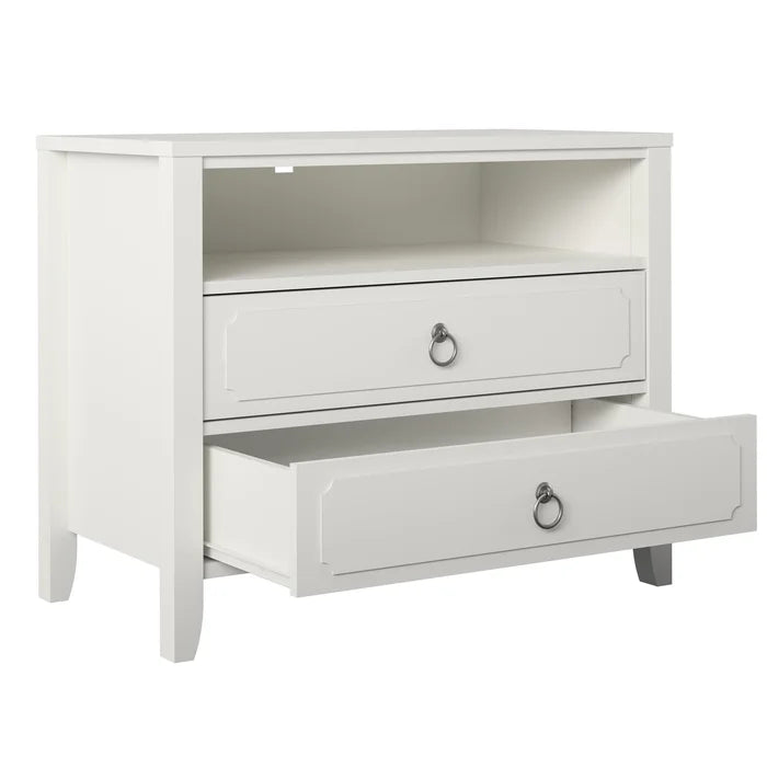 Soft White Her Majesty 24'' Tall 2 - Drawer Nightstand Elegant Style Perfect for Bedside