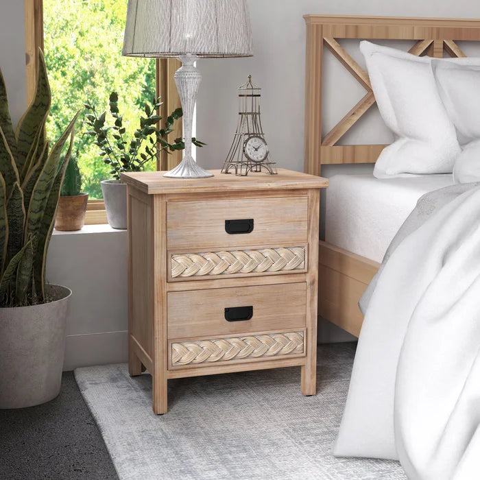 Natural Brown Hermanda 22.25'' Tall 2 - Drawer Nightstand in Natural Brown