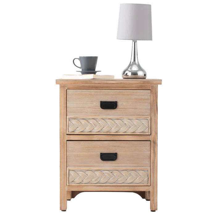 Natural Brown Hermanda 22.25'' Tall 2 - Drawer Nightstand in Natural Brown