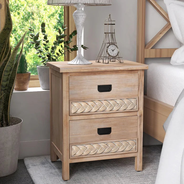 Natural Brown Hermanda 22.25'' Tall 2 - Drawer Nightstand in Natural Brown