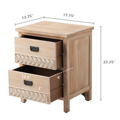 Natural Brown Hermanda 22.25'' Tall 2 - Drawer Nightstand in Natural Brown
