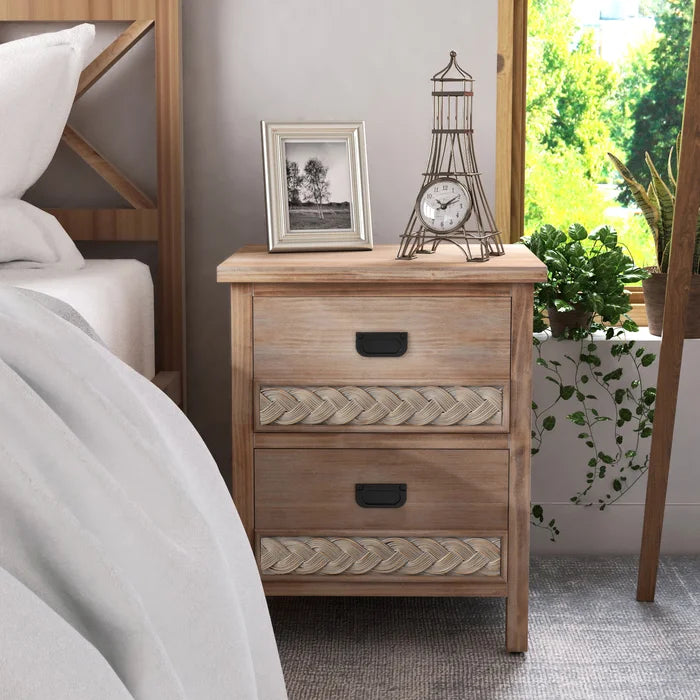 Natural Brown Hermanda 22.25'' Tall 2 - Drawer Nightstand in Natural Brown