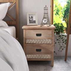 Natural Brown Hermanda 22.25'' Tall 2 - Drawer Nightstand in Natural Brown