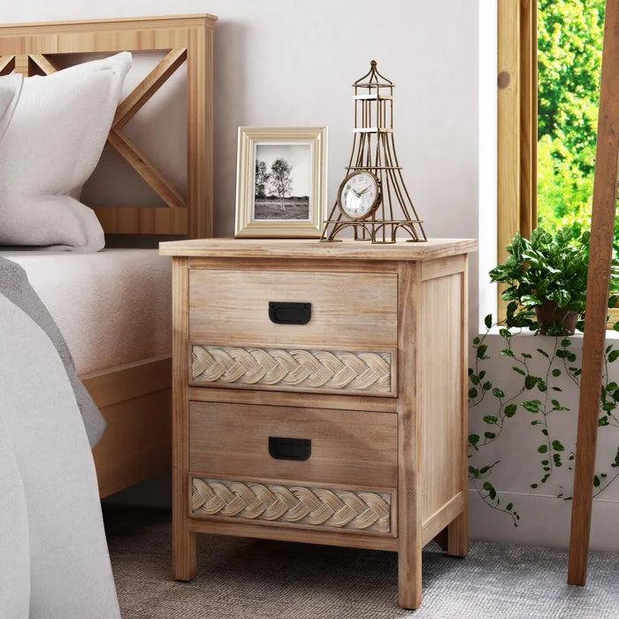 Natural Brown Hermanda 22.25'' Tall 2 - Drawer Nightstand in Natural Brown