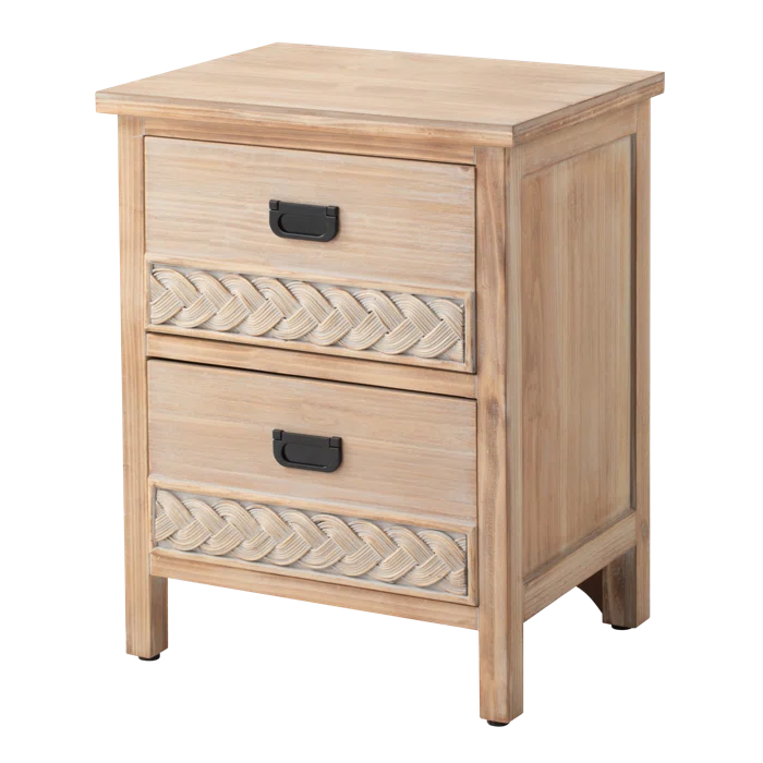 Natural Brown Hermanda 22.25'' Tall 2 - Drawer Nightstand in Natural Brown