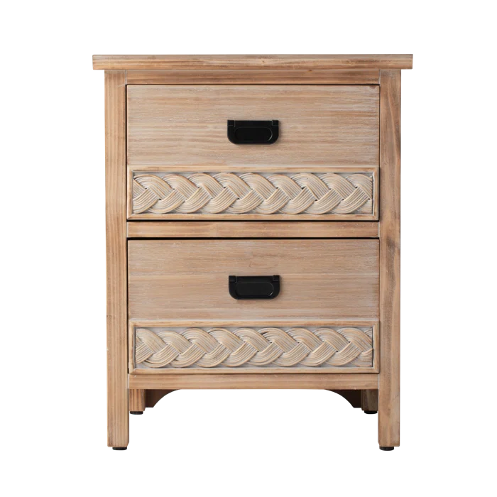 Natural Brown Hermanda 22.25'' Tall 2 - Drawer Nightstand in Natural Brown