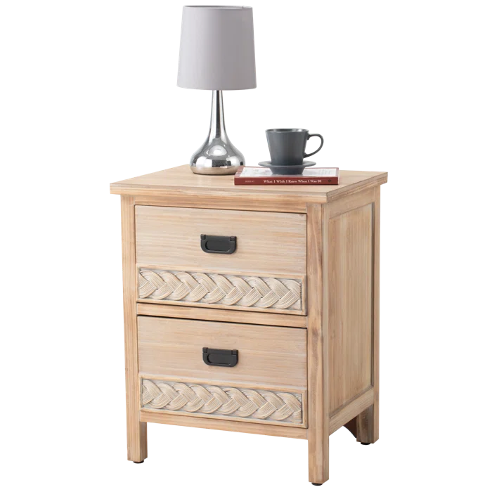 Natural Brown Hermanda 22.25'' Tall 2 - Drawer Nightstand in Natural Brown