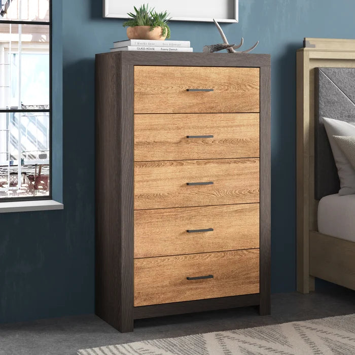 Herrald 5 Drawer 33.5'' W Solid Wood Chest Rustic Look into your Bedroom