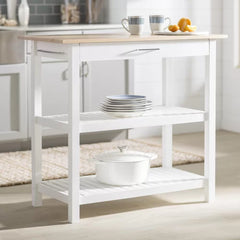 White Herriott 40'' Wide Prep Table with Solid Wood Top Indoor Aesthetic Design