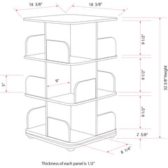 White Hesser 18.38'' W Geometric Bookcase Revolving Four Compartments Per tTer