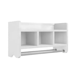 White 2 Piece Shelf with Towel Bar Storage Cubbies To Decorate Or Store Useful Bath Items