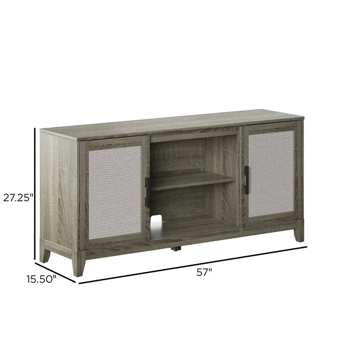 Solid Wood Minden Oak High Littleton TV Stand for TVs up to 65"