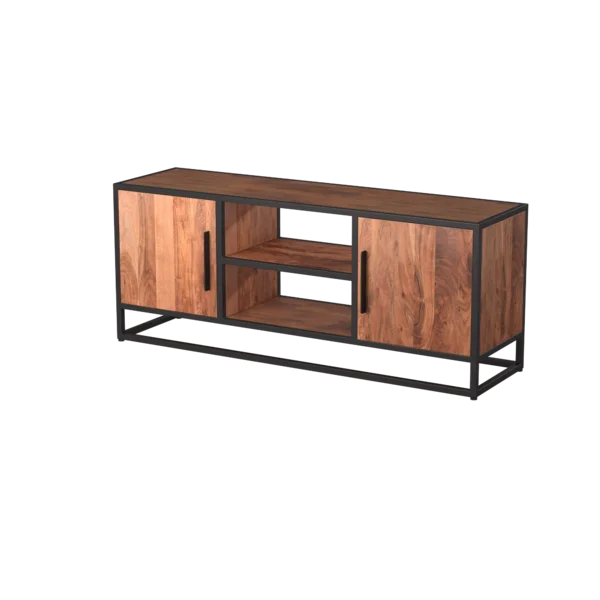 Hilaire TV Stand for TVs up to 65" 2 Open Compartments Sturdy Solid Acacia Wood