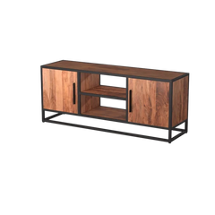 Hilaire TV Stand for TVs up to 65" 2 Open Compartments Sturdy Solid Acacia Wood