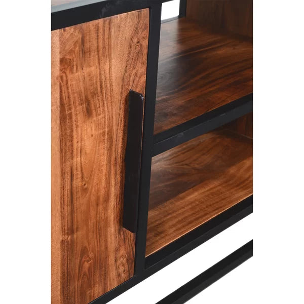 Hilaire TV Stand for TVs up to 65" 2 Open Compartments Sturdy Solid Acacia Wood