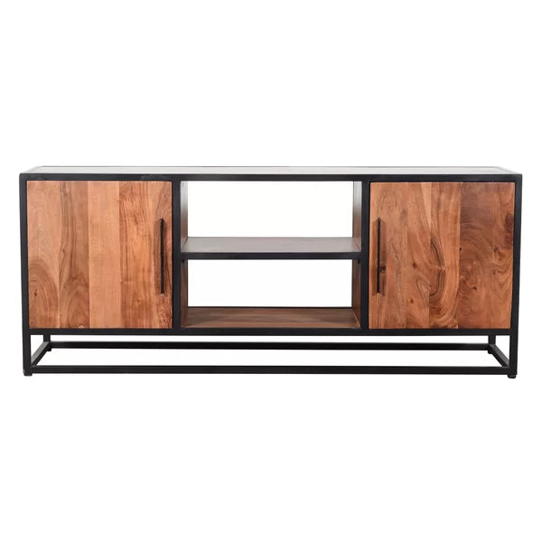 Hilaire TV Stand for TVs up to 65" 2 Open Compartments Sturdy Solid Acacia Wood