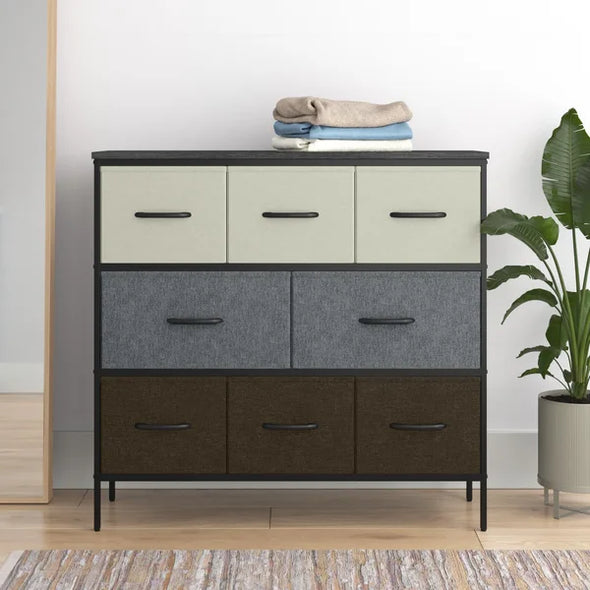 Cream/Gray/Brown Hilda 8 Drawer 34.7'' W Dresser Brings Seamless Storage and Organization