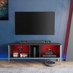Carbon Black Hildburg LED Light TV Stand for TVs up to 75" Built-in Lighting