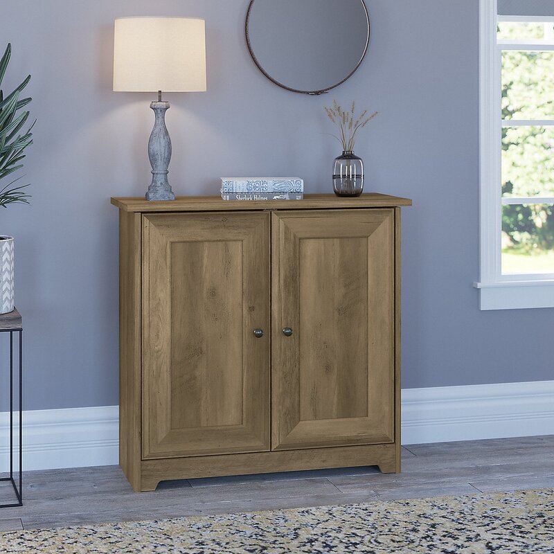 Reclaimed Pine 2 - Shelf Accent Cabinet Storage Cabinet with Doors Offers A Convenient Way To Keep Books, Personal Items