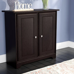 Espresso Oak 2 - Shelf Accent Cabinet Offers A Convenient Way To Keep Books, Personal Items, and Supplies Organized in Any Home Office or Living Space