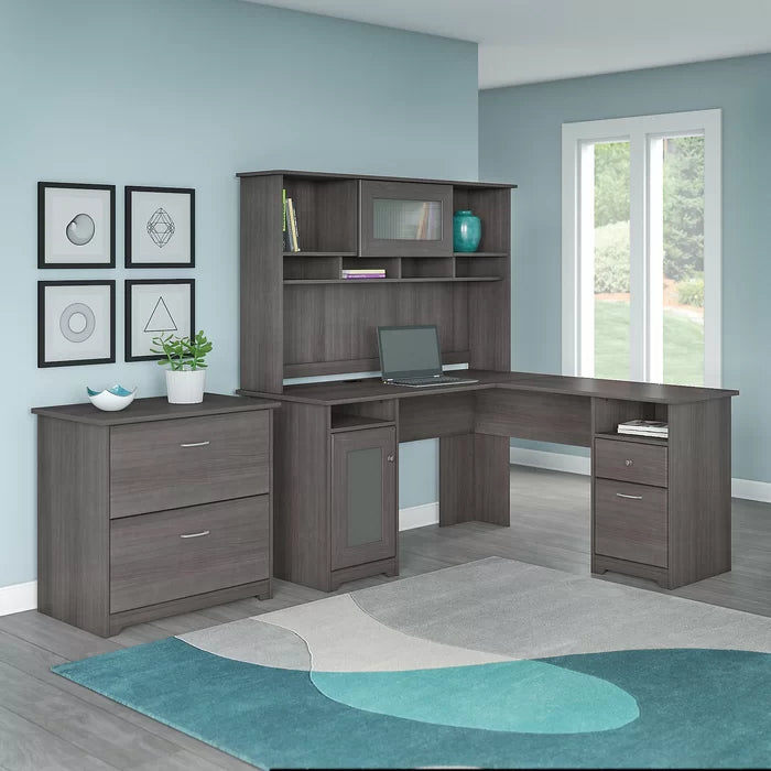 Hillsdale l shaped desk with sale hutch