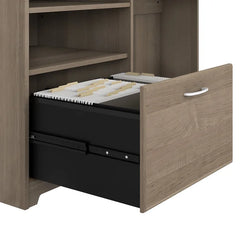 Ash Gray Hillsdale Reversible Corner Desk with Hutch