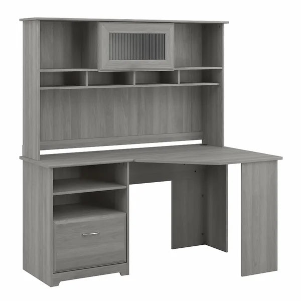 Modern Gray Hillsdale Reversible Corner Desk with Hutch
